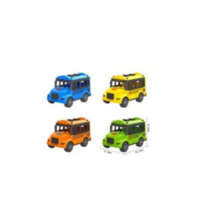 Pull Back Campus Bus Toy Plastic, multiple colour