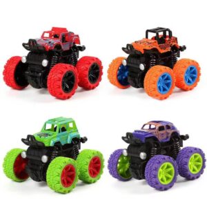 Mini Plastic Big Foot Cheap 360 Spins 4WD off road Vehicle Friction Toy Car Monster Car For Kids