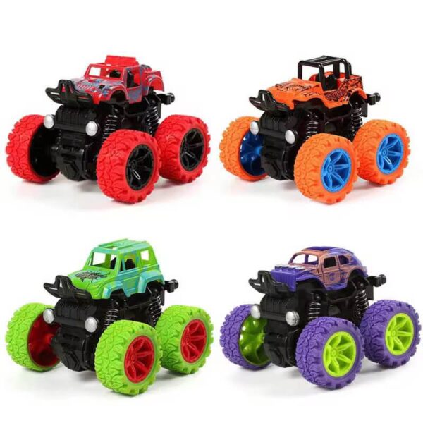 Mini Plastic Big Foot Cheap 360 Spins 4WD off road Vehicle Friction Toy Car Monster Car For Kids